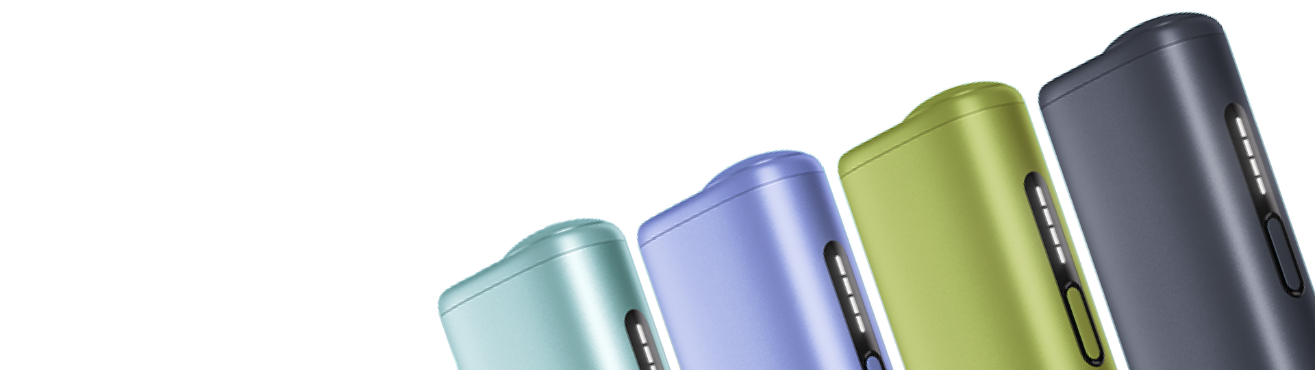 IQOS Iluma i, Iluma i Prime y Iluma i ONE alineados en colores surtidos sobre fondo blanco.